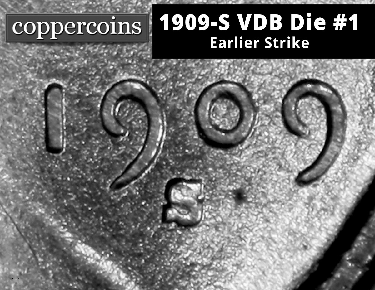 1909-S VDB Die #01 — high-left mint mark (earlier die state)