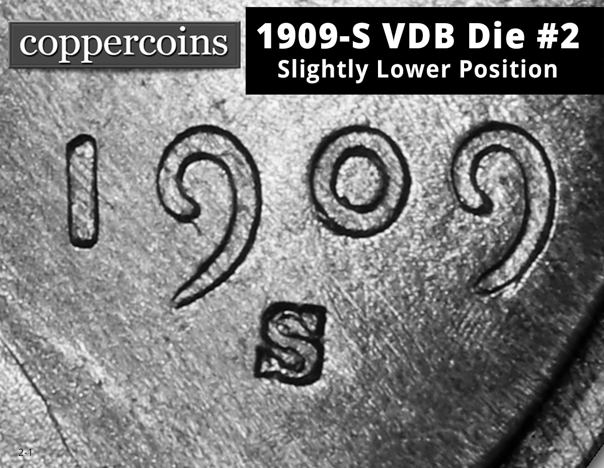 1909-S VDB Die #02 — lower mint mark, slight right tilt