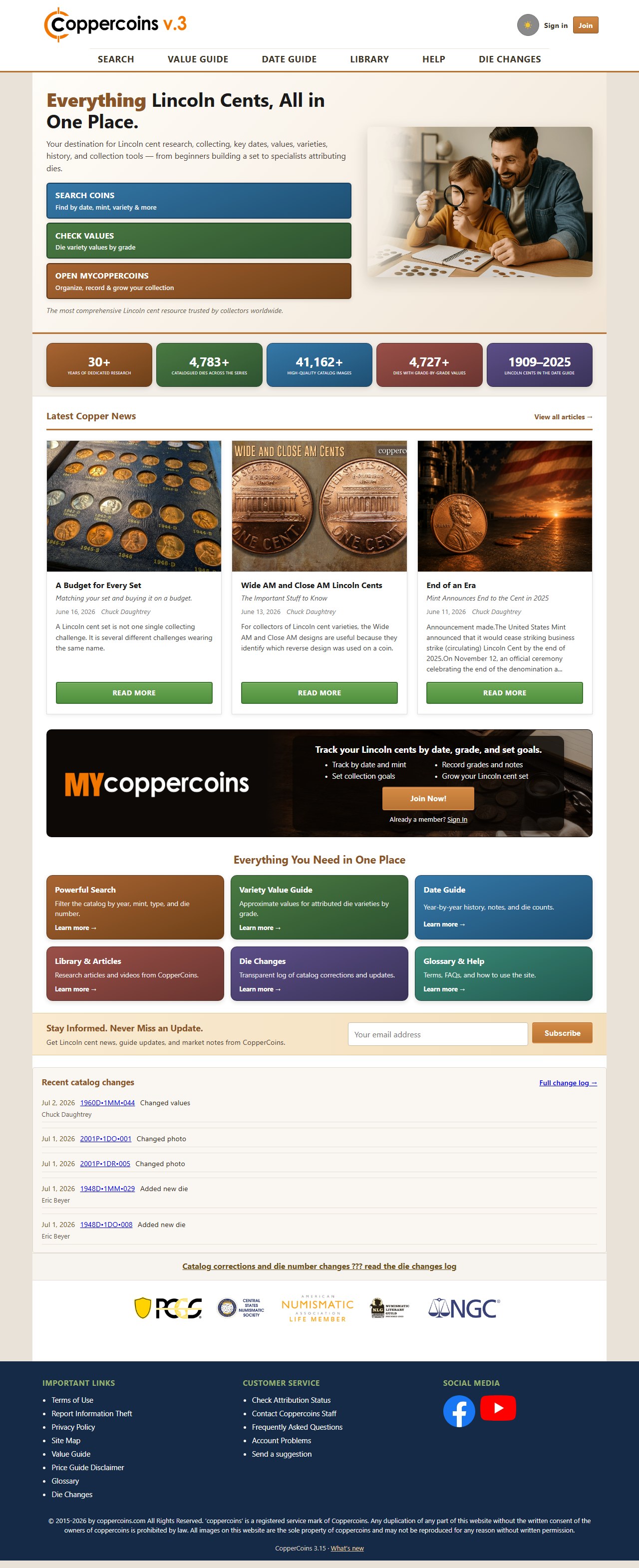 Full CopperCoins home page